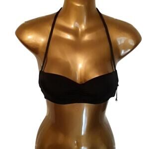 NWT Sz 32A Shade & Shore Black Ruched Bikini Top